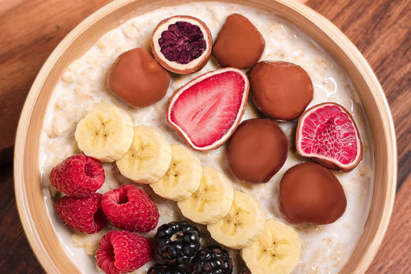 Porridge Bowl bananes, framboises et Berrycious NA!