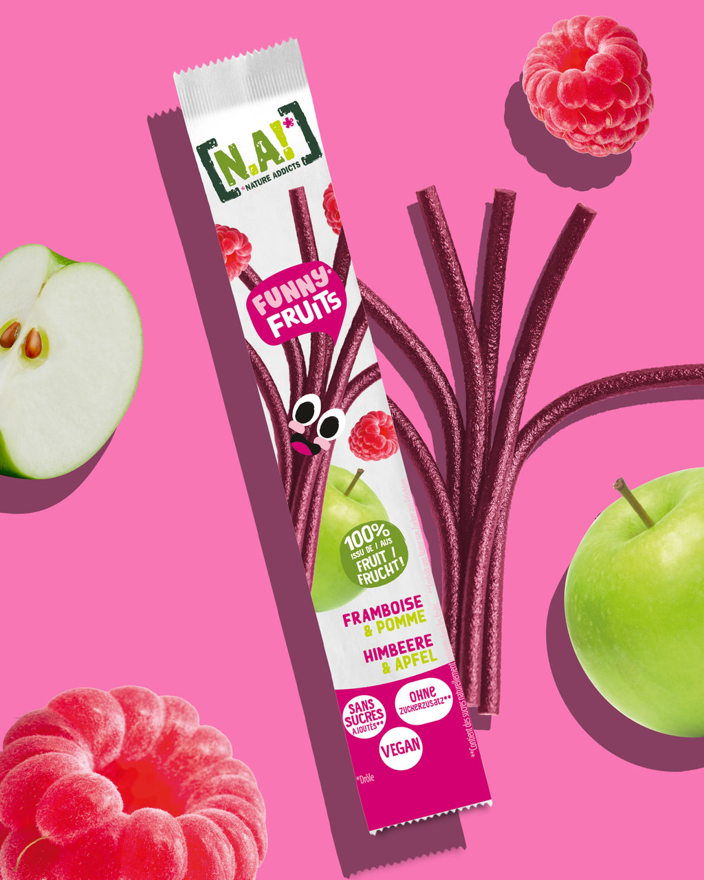 NA! FUNNY FRUIT STICKS RASPBERRY