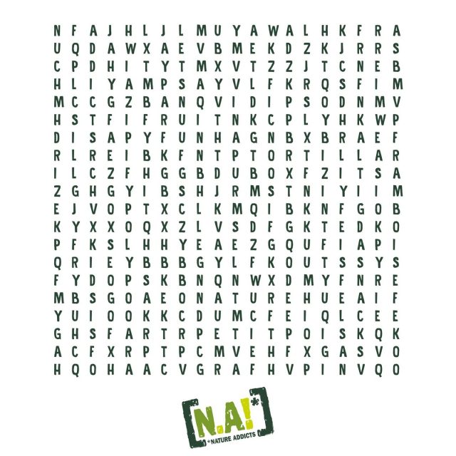 C’est l’heure des traditionnels jeux des vacances ! On vous a préparé des mots mêlés :) Voici les mots à trouver : NATURE, SNACK, PETIT POIS, FRAMBOISE, BOX, ADDICTS, RIZ, TORTILLA, KIDS, FRUIT, DIPS, SEL 

Alors en combien de temps vous avez trouvé les 12 mots ? 🤓

#NatureAddicts#NA#jeu#motsmeles#ete
